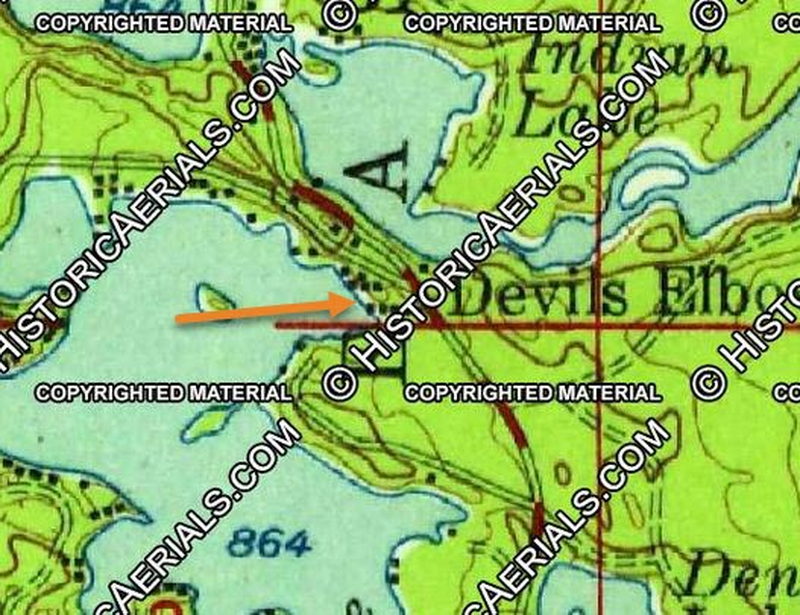 Olsons Resort - 1950'S Topo Map